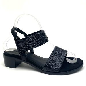 Alexander wang crocodile sandal black leather low heel Croc size 36